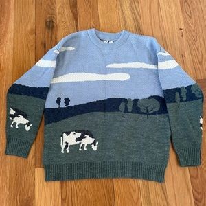 Cow landscape pullover sweater (unisex) by Adam Freak